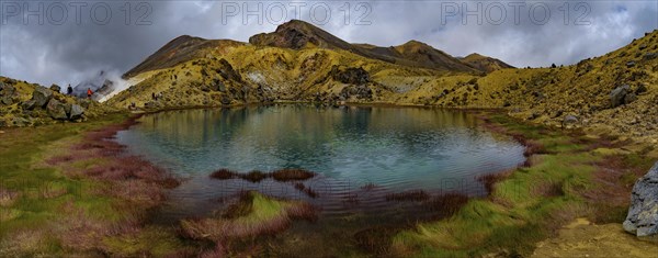 Panorama of Emerald Lakes at Tongariro National Park in New Zealand