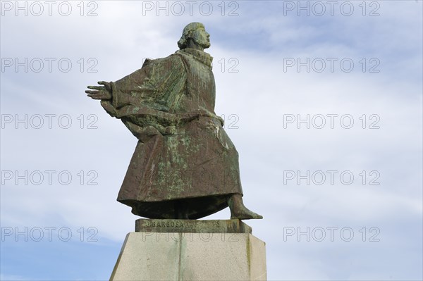 Navigator Joao Alvares Fagundes Statue, Discoverer of Newfoundland, Viana do Castelo, Minho, Portugal, Europe