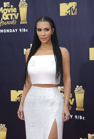 Kim Kardashian at the 2018 MTV Movie And TV Awards held at the Barker Hangar in Santa Monica, USA on June 16, 2018