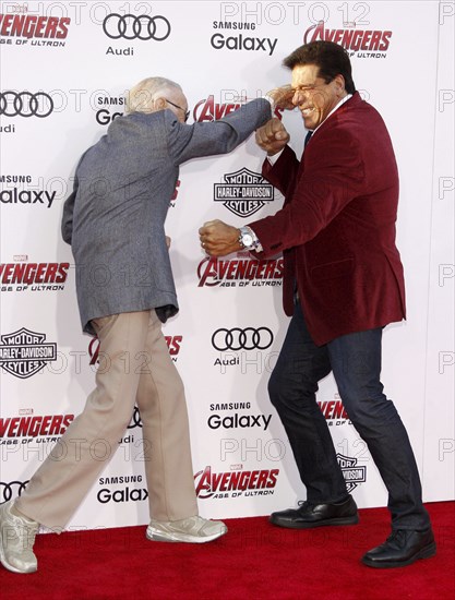 Stan Lee and Lou Ferrigno at the World premiere of Marvel's 'Avengers: Age Of Ultron' held at the Dolby Theatre in Hollywood, USA on April 13, 2015