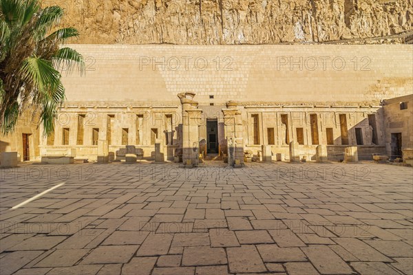 Hall with statues and columns in Hatshepsut temple, Egypt, Africa