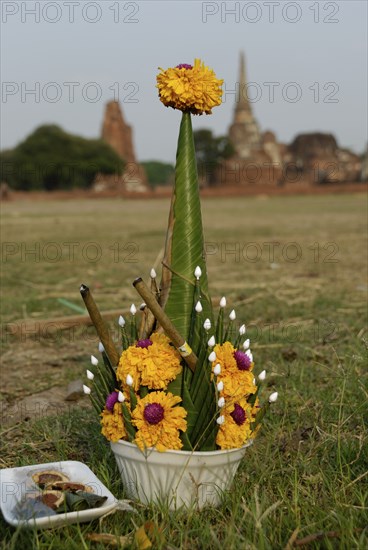 Offering at Phra Ram Park, Ayutthaya, Thailand, Asia