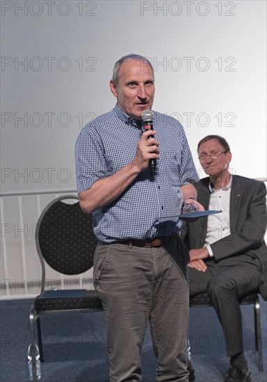 SPEYER, 21 MAY 2022, Presentation of the ASE Universal Astronaut Pin to Franz Viehböck at the ASE, European Astronaut Reunion 2022 at the Technik Museum Speyer