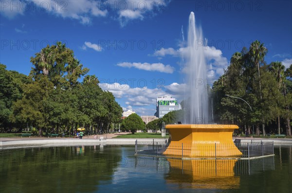 Porto Alegre, Rio Grande do Sul, Brazil, March 29, 2021: Fountain of redemption square on a beautiful weekend, South America