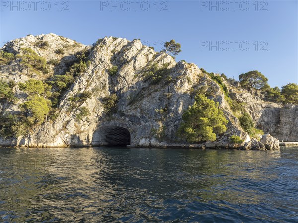 Hitlers Eye, sea tunnel, developed to protect submarines from air attacks, near Sibenik, Croatia, Europe