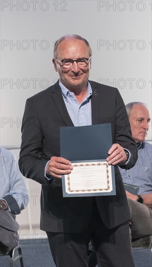 SPEYER, 21 MAY 2022, Presentation of the ASE Universal Astronaut Pin to Jean-Pierre Haigneré at the ASE, European Astronaut Reunion 2022 at the Technik Museum Speyer