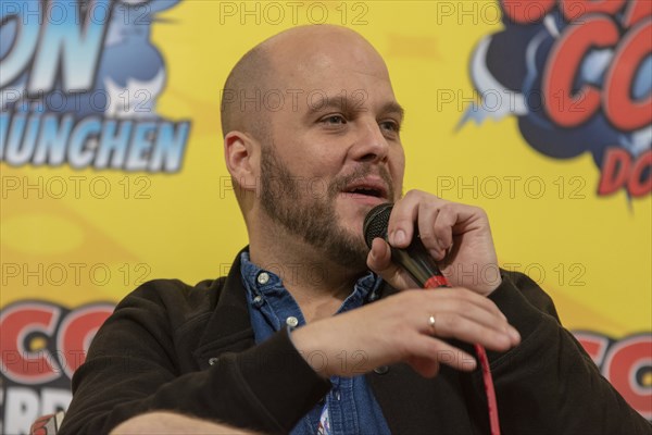 FRANKFURT, GERMANY, MAY 6th 2018: Tobias Müller (*1979, voice actor, german voice of Jonah Hill, Michael Pena) at German Comic Con Frankfurt, a two day fan convention