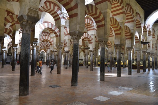 Horseshoe arches inside the Mezquita, Mosque–Cathedral of Córdoba, Cathedral of Our Lady of the Conception, Córdoba, Córdoba province, Andalusia, Spain, Europe