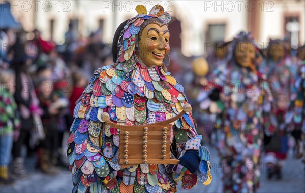 Spättlehansel on the carnival procession, Big Fasendumzug, Alemannic Fasnacht, Gengenbach, Ortenaukreis, Baden-Württemberg, Germany, Europe