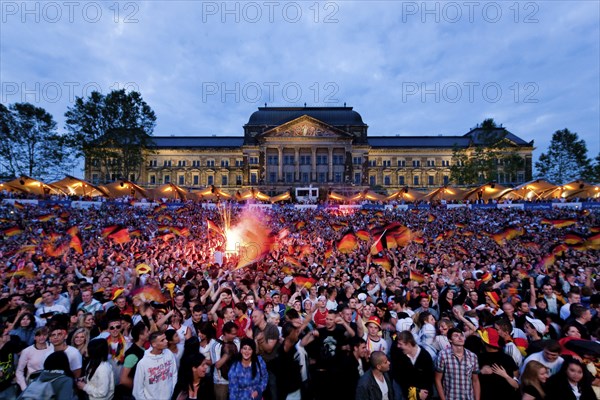 Public viewing on the banks of the Elbe in Dresden on the grounds of the Filmnächte am Elbufer, where thousands of fans cheer for their team as the matches from South Africa are broadcast on a big screen