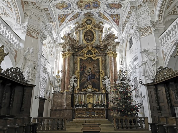 Interior of the collegiate church of Speinshart Monastery, abbey of the Premonstratensian Order, Neustadt an der Waldnaab district, Upper Palatinate, Bavaria, Germany, Europe