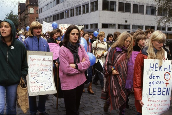 Ruhr area. Women demonstrate for equal rights on Women's Day. ca 1980s