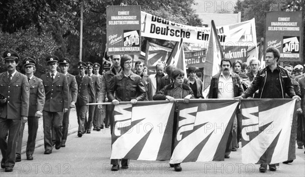 The march of the radical right-wing Young National Democrats (JN), the youth organisation of the NPD, did not go unopposed on 22 September 1979 in Weinheim, Germany, Europe