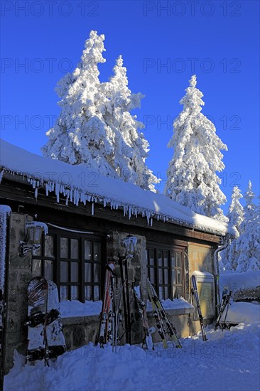 Asenhuette on the Ochsenkopf, Fichtelgebirge, Bayreuth County, Upper Franconia, Bavaria, Germany, Europe