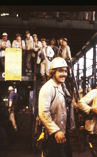 Dortmund. Miners changing shifts. 80s