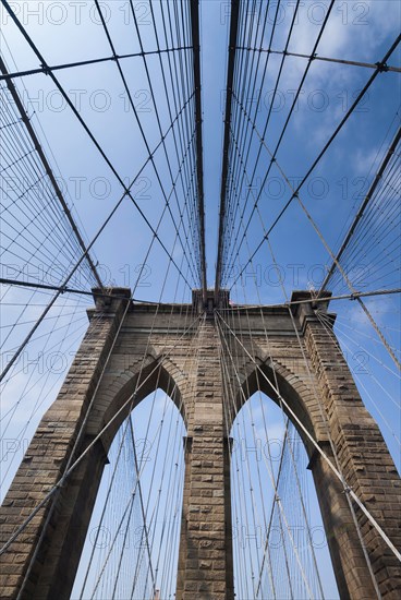 Brooklyn Bridge, historic, history, construction, architecture, New York City, USA, North America