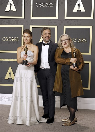 Carol Dysinger, Elena Andreicheva and Mark Ruffalo at the 92nd Academy Awards, Press Room held at the Dolby Theatre in Hollywood, USA on February 9, 2020., Los Angeles, California, USA, North America