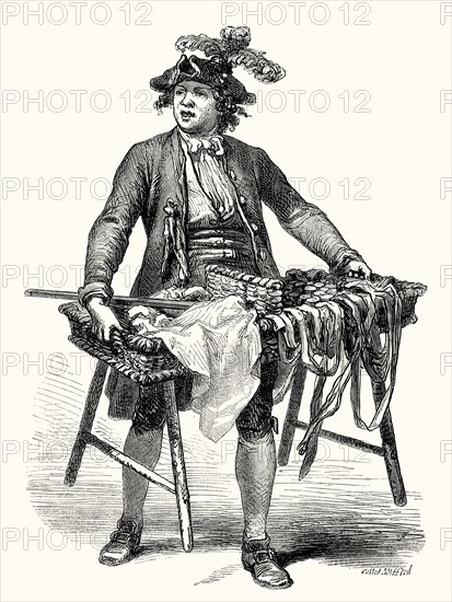 A man selling ribbons, Paris, France, 18th century, Europe