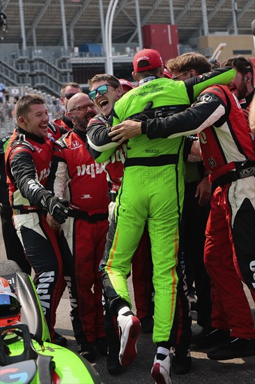 CHRISTIAN LUNGAARD (45) of Hedensted, Denmark celebrates in victory lane after winning the Honda Indy Toronto in Toronto, ON, CAN