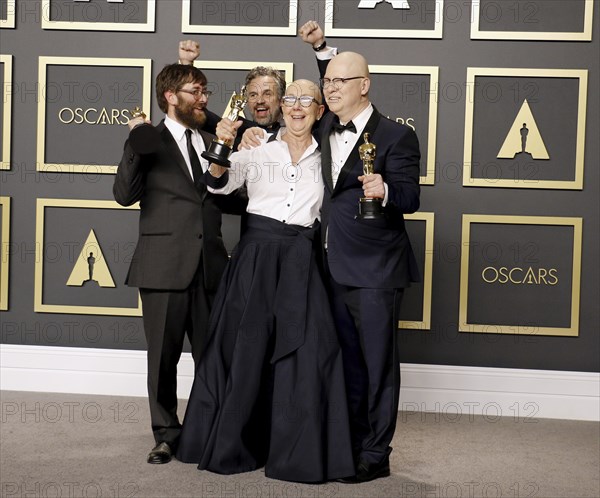 Mark Ruffalo, Jeff Reichert, Julia Reichert and Steven Bognar at the 92nd Academy Awards, Press Room held at the Dolby Theatre in Hollywood, USA on February 9, 2020., Los Angeles, California, USA, North America