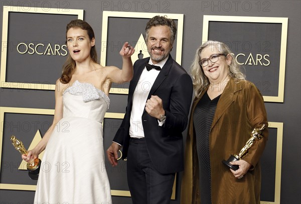 Carol Dysinger, Elena Andreicheva and Mark Ruffalo at the 92nd Academy Awards, Press Room held at the Dolby Theatre in Hollywood, USA on February 9, 2020., Los Angeles, California, USA, North America