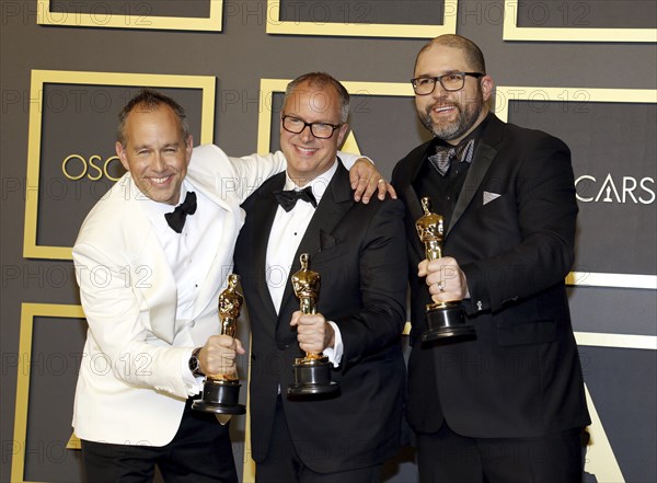 Jonas Rivera, Mark Nielsen and Josh Cooley at the 92nd Academy Awards, Press Room held at the Dolby Theatre in Hollywood, USA on February 9, 2020., Los Angeles, California, USA, North America