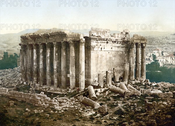 Der Jupitertempel, Baalbek, Heiliges Land, Libanon, ca. 1890, Historic, digitally restored reproduction from a 19th century original, The Temple of Jupiter, the Holy Land, 1890, Historic, digitally restored reproduction from a 19th century original