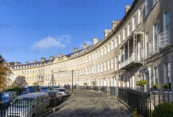 Georgian crescent of Somerset Place, Bath, Somerset, England, UK architect John Eveleigh started 1790