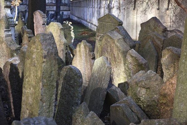 The Old Jewish Cemetery in the Josefov district is one of the most historically significant Jewish cemeteries in Europe. It contains over 12, 000 gravestones and presumably the remains of 100, 000 people, Prague, Czech Republic, Europe