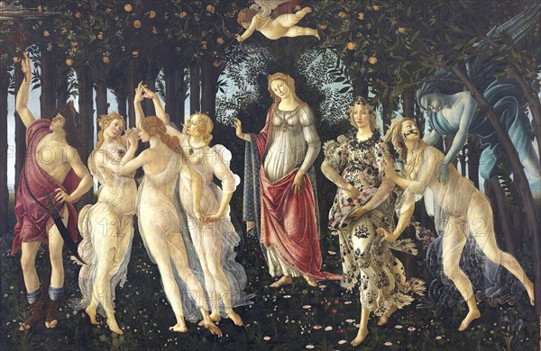 Spring (1480), Spring, Painting by Sandro Botticelli (1 March 1445, 1510), one of the most important Italian painters and draughtsmen of the early Renaissance, Historic, digitally restored reproduction from an original, Record date not stated