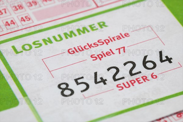 Game ticket, gambling, betting slip, GlücksSpirale, Spiel 77, SUPER 6