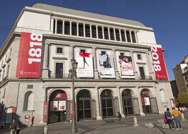 Teatro Real opera house theatre building in Plaza de Isabel II, Madrid, Spain, Europe