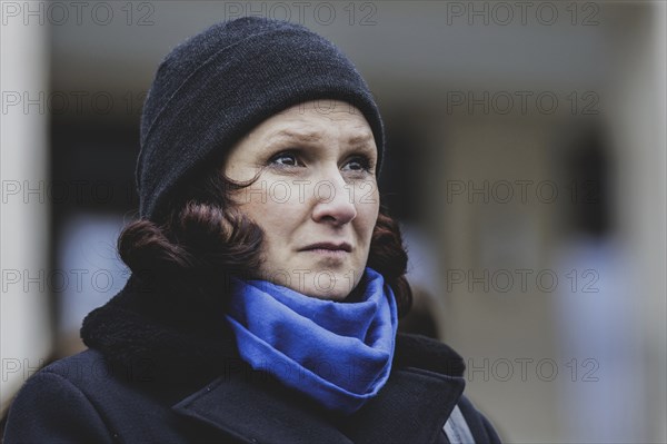 Ferda Ataman, Independent Federal Commissioner for Anti-Discrimination, photographed as part of the commemorative event at the Memorial to the Murdered Jews of Europe in Berlin, 31 January 2024 / Photographed on behalf of the Federal Ministry for Women, Senior Citizens, Family and Youth