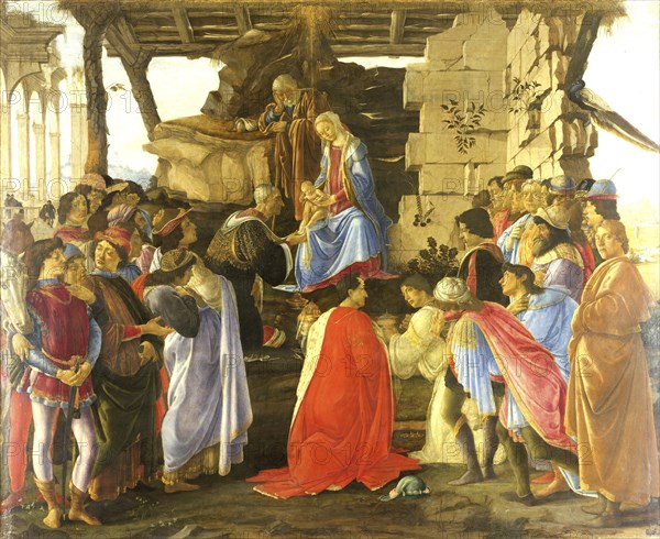 The Adoration of the Magi (ca. 1476), Painting by Sandro Botticelli (1 March 1445, 1510), one of the most important Italian painters and draughtsmen of the early Renaissance, Historic, digitally restored reproduction from an original, Record date not stated