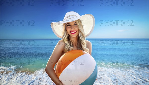 An attractive young woman on the beach in the Caribbean, Studio