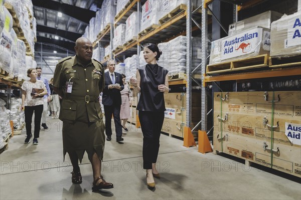 Annalena Bärbock (Bündnis 90/Die Grünen), Federal Foreign Minister, photographed during a visit to the camp with relief supplies at the Fijian Armed Forces base Blackrock Peacekeeping and Humanitarian Assistance and Disaster Relief Camp in Nadi, 07.05.2024. Bärbock is travelling to Australia, New Zealand and Fiji for political talks / Photographed on behalf of the Federal Foreign Office