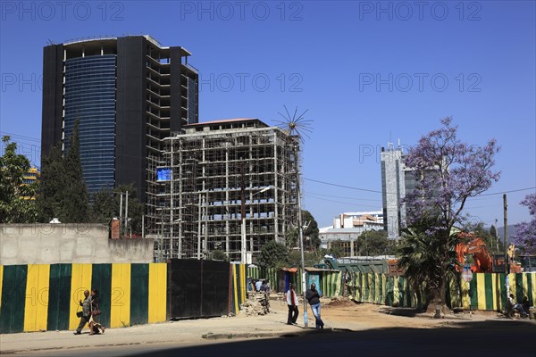 Addis Ababa, city centre, new building, high-rise, office building, construction site, Ethiopia, Africa