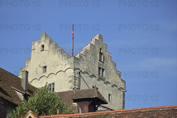 Tower with stepped gable of the castle built 7th century, Meersburg, Obersee, Lake Constance, Lake Constance area, Baden-Württemberg, Germany, Europe