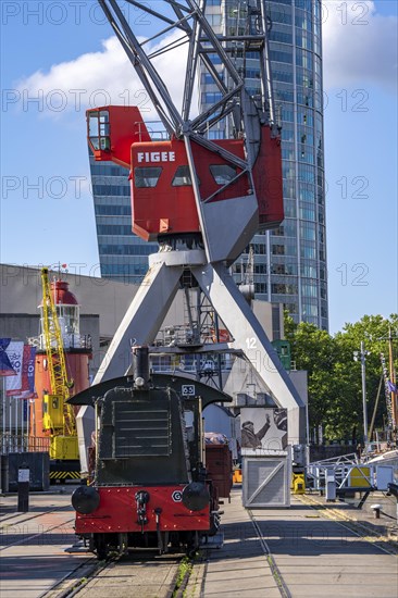 The Maritime Museum, outdoor area in the Leuvehaven, in Rotterdam, many old ships, boats, exhibits from the maritime sector, Netherlands