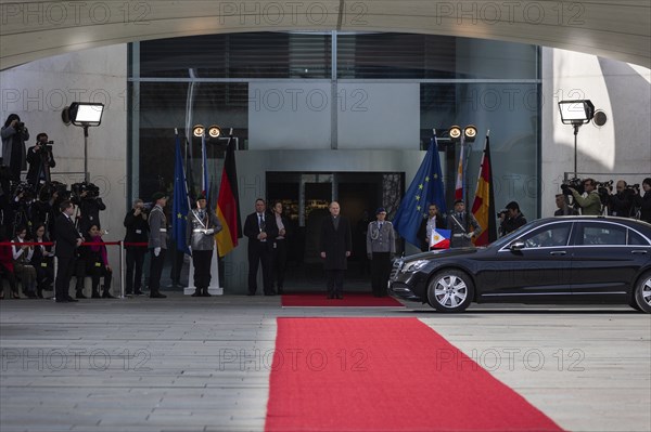 Olaf Scholz, Federal Chancellor, receives Ferdinand Marcos Jr. (not pictured), President of the Republic of the Philippines, in front of the Chancellery during a joint meeting in Berlin, 12 March 2024