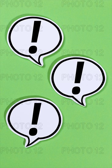 Exclamation mark Attention Symbol Caution Important Danger in speech bubbles Information Communication Concept Talking