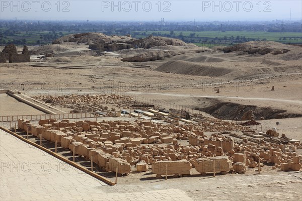 Part of the temple complex, mortuary temple of Hatshepsut, Hatshepsut Temple in Deir el-Bahari on the west bank of the Nile in Thebes, Africa, Egypt, Upper Egypt, Africa