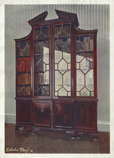 Furniture around the turn of the century 1900, Carved Chippendale library bookcase (1910, 1911), Carved Chippendale library bookcase (1910, 1911) .jpg