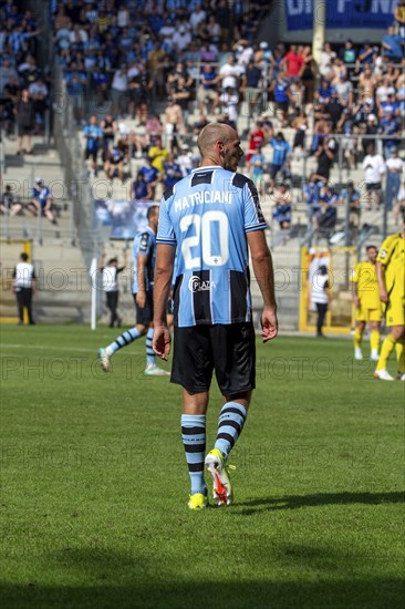 Football 3rd division, season 2024/25, matchday 4: Waldhof Mannheim vs. 1. FC Saarbrücken. Picture: New signing Henning Matriciani (20, Waldhof Mannheim)