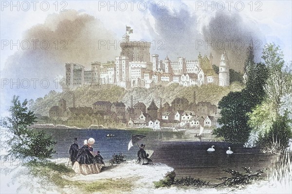 Windsor Castle England in the 19th century From The National and Domestic History of England by William Aubrey, London c. 1890, Historical, digitally restored reproduction from a 19th century original, Record date not stated