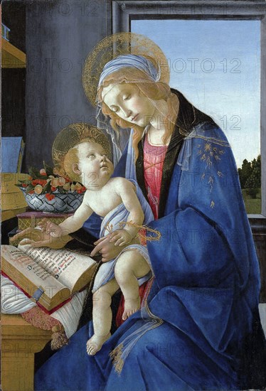 The Virgin and Child, The Madonna of the Book (1480), The Virgin and Child, The Madonna of the Book, Painting by Sandro Botticelli (1 March 1445, 1510), one of the most important Italian painters and draughtsmen of the early Renaissance, Historic, digitally restored reproduction from an original, Record date not stated