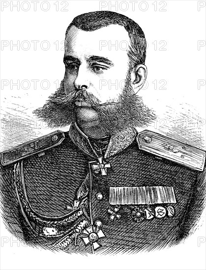 Mikhail Dmitrievich Skobelev, 29 September 1843, 7 July 1882, a general of the Imperial Russian Army, Historical, digital reproduction of an original from the 19th century