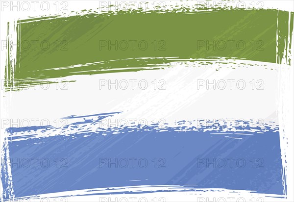 Sierra Leone national flag created in grunge style