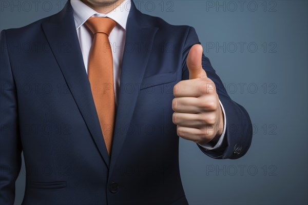 Man in business suit showing thumbs up. KI generiert, generiert AI generated