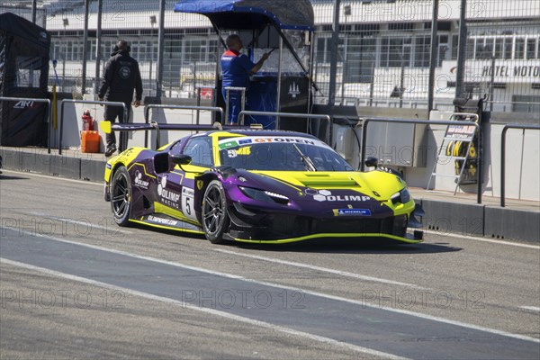 10 May 2024, Hockenheimring Germany : Free practice of the International GT Open. Picture: Ferrari in the pit lane (Olimp Racing team)